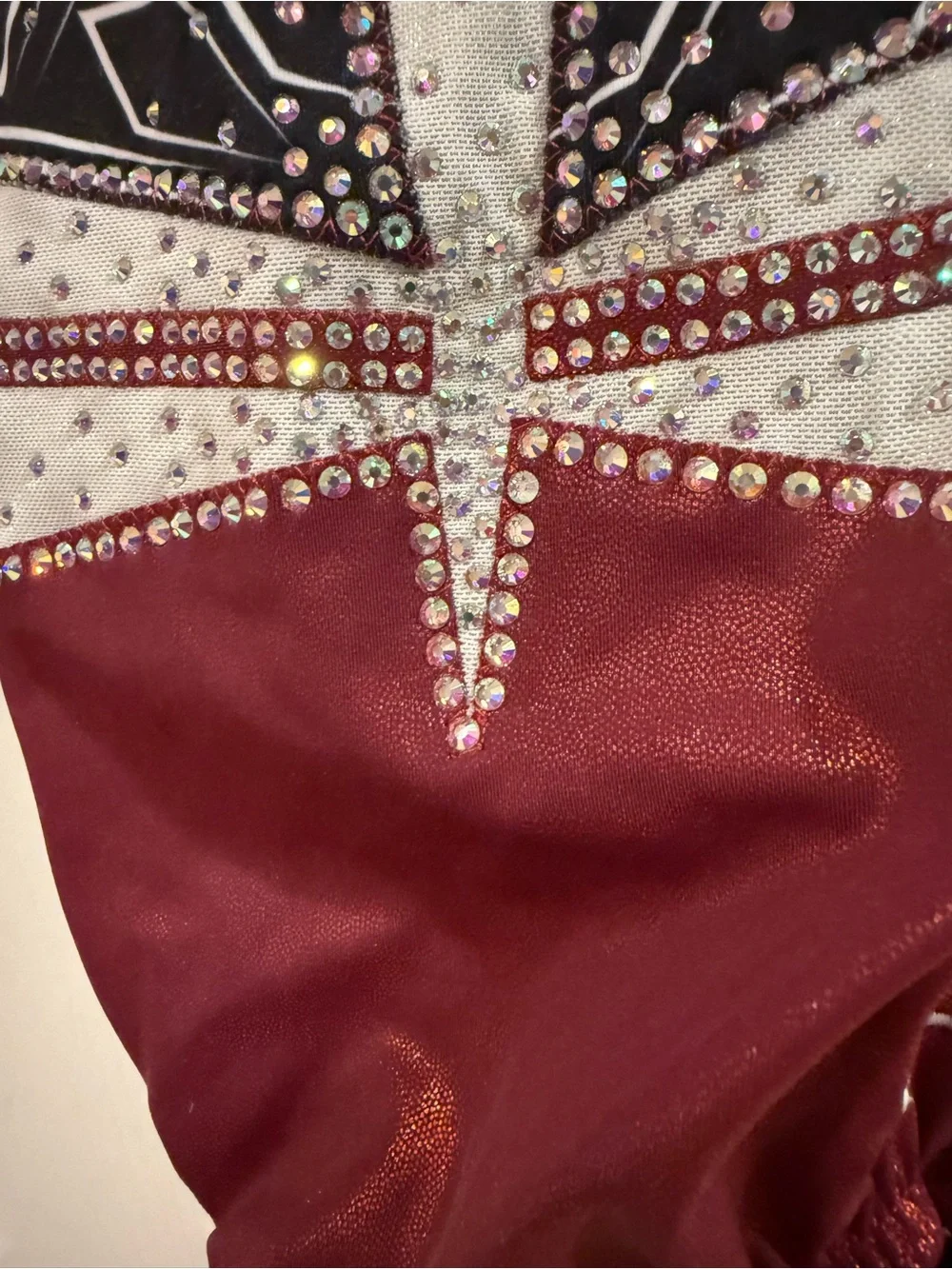 GKelite size 12 Girls Maroon Ombre Gymnastics Leotard unitard w/ Crystal Accents